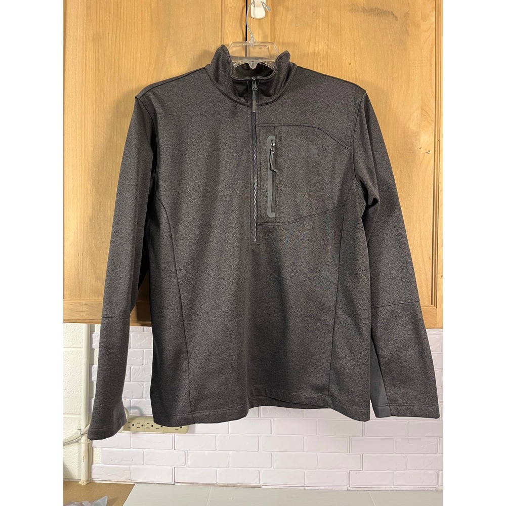 The North Face Quarter Zip Pullover Mens Large Grey Heather Fleece Pocket